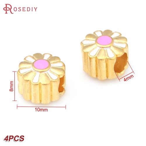 Perles D'espacement De Bracelets En Laiton Doré, Customisation À L'huile, Grand Trou, Fournitures De Bricolage, Résultats De Bijoux, Accessoires De Document, 256, 4 Pièces