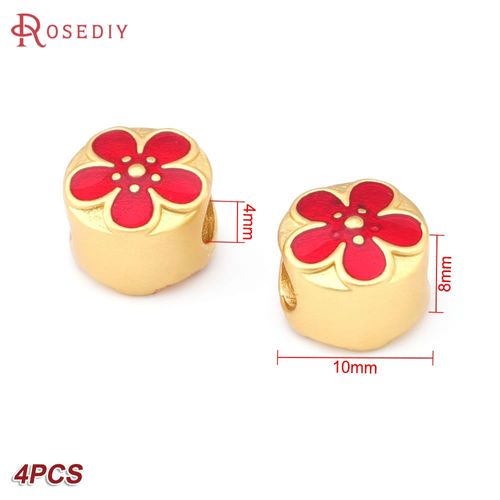 Perles D'espacement De Bracelets En Laiton Doré, Customisation À L'huile, Grand Trou, Fournitures De Bricolage, Résultats De Bijoux, Accessoires De Document, 256, 4 Pièces