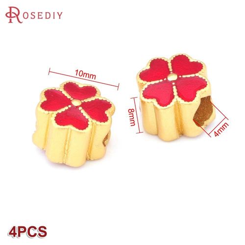 Perles D'espacement De Bracelets En Laiton Doré, Customisation À L'huile, Grand Trou, Fournitures De Bricolage, Résultats De Bijoux, Accessoires De Document, 256, 4 Pièces