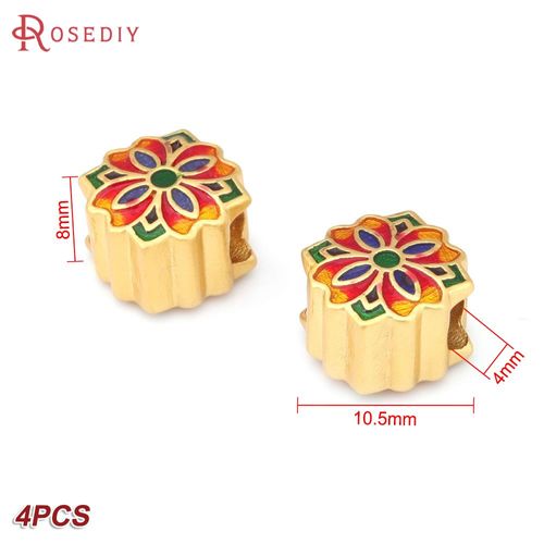 Perles D'espacement De Bracelets En Laiton Doré, Customisation À L'huile, Grand Trou, Fournitures De Bricolage, Résultats De Bijoux, Accessoires De Document, 256, 4 Pièces
