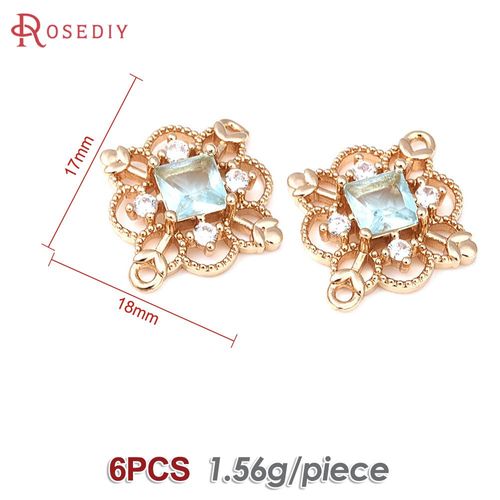 Accessoires De Boucles D'oreilles En Or 18 Carats Pour Femmes, Connecteur Losange À 2 Trous, Breloques En Laiton, Bijoux À Bricoler Soi-Même, Boucles D'oreilles Exécutives, Document, 6 Pièces