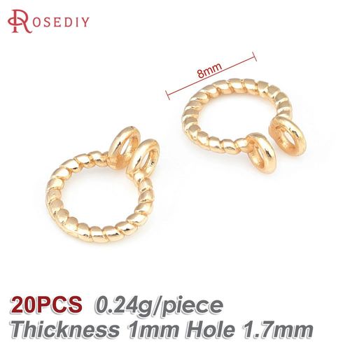 Bagues En Or 18 Carats Pour Documents, Fil Torsadé En Laiton, Matiques Pour Diabétiques Allergiques, Matiques Fendues, Fournitures De Bricolage, Accessoires De Bijoux, 20 Pièces, 6mm, 8mm