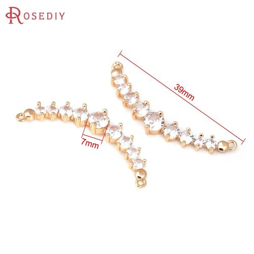 Breloques En Laiton Et Zircon, Couleur Champagne Or, 2 Trous, C¿Ur Rond, Collier Pendentifs, Fournitures De Fabrication De Bijoux À Faire Soi-Même, 6 Pièces