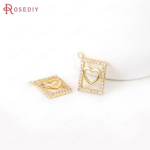 Pendentifs En Laiton Avec Zircon En Forme De C¿Ur, Fournitures Pour La Fabrication De Bijoux, Colliers, Boucles D'oreilles, Bracelets, Accessoires