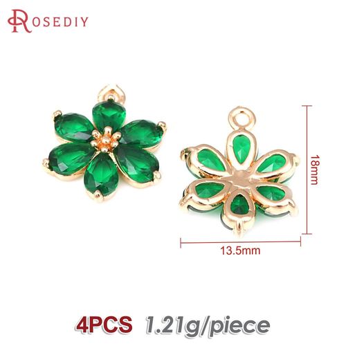 Breloques En Or 18 Carats Pour Documents Pour Femmes, Accessoires En Laiton Et Fleurs, Fournitures De Bricolage, Collier Et Boucles D'oreilles, 4 Pièces