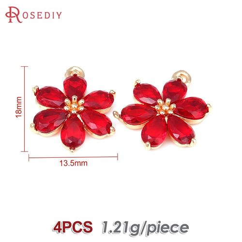 Breloques En Or 18 Carats Pour Documents Pour Femmes, Accessoires En Laiton Et Fleurs, Fournitures De Bricolage, Collier Et Boucles D'oreilles, 4 Pièces