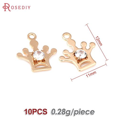 Boucles D'oreilles En Or 18 Carats Pour Femmes, Pendentifs En Laiton, Fleur, C¿Ur, Étoile, Couronne, Bijoux À Bricoler Soi-Même, Accessoires Exécutifs, Document, 10 Pièces