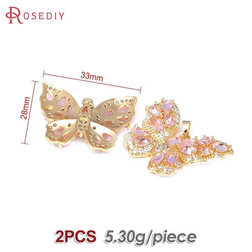 Connecteur De Breloques En Laiton Et Papillon Pour Femmes, Document En Or 18 Carats, Colliers De La Présidence, Bijoux De Bricolage, Accessoires De Collier Exécutif, 2 Pièces