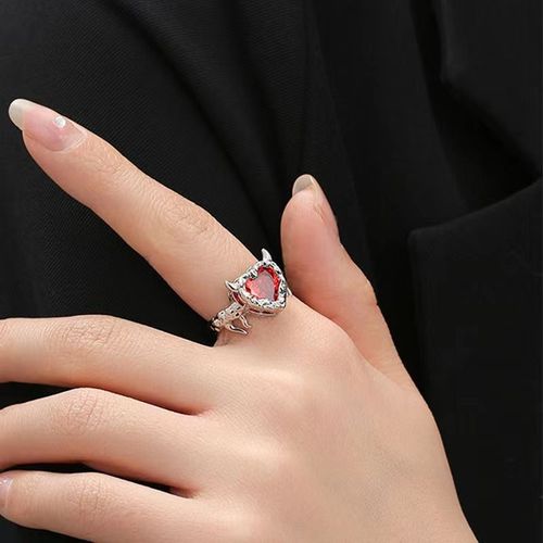 Petite Bague De Sécurité Rouge Punk Pour Femme, Index Réglable Pour Fille Épicée, Fête De Bar, Bijoux De Vacances, Accessoires Cadeaux