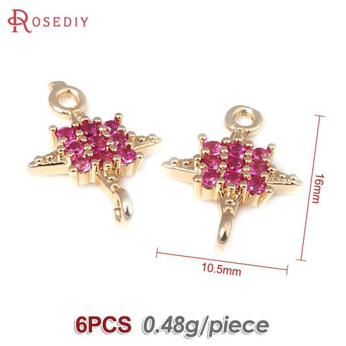Breloques En Laiton Pour Documents En Or 18 Carats Pour Femmes, 2 Trous, Étoiles, Breloques Allergiques, Bijoux À Bricoler Soi-Même, Collier Exécutif, Boucles D'oreilles, Accessoires, 6 Pièces