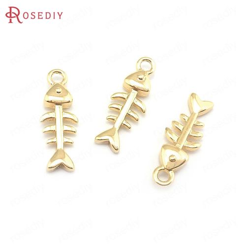 Breloques En Laiton Couleur Or 24k, Os De Poisson, Pendentifs, Fournitures Pour La Fabrication De Bijoux, Bricolage De Colliers, Boucles D'oreilles, Bracelets, Résultats, Accessoires