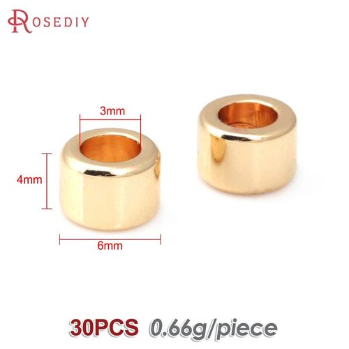 Perles D'espacement En Laiton En Forme De Tonneau, Grand Trou, Perles De Bracelet, Résultats De Fournitures Exécutives, Document Doré 256, 3x5mm, 4x6mm, 5x7mm