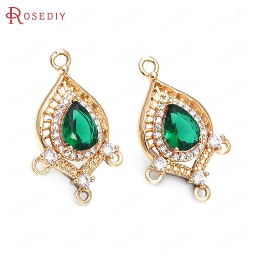 Boucles D'oreilles En Forme De Goutte De Verre, 6 Pièces, 16x25mm, Couleur Champagne Or, Laiton Et Zircon, Breloques De Haute Qualité, Fabrication De Pendentifs