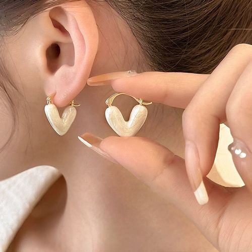 Boucles D'oreilles Élégantes En Métal Pour Femmes, Goutte D'huile Blanche, Goujon D'amour Exquis, Cadeaux De Bijoux, Mode Coréenne, Luxe Abordable, 2023