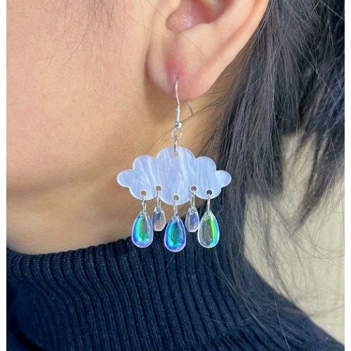 Boucles D'oreilles Nuage De Pluie Blanc Exquis Pour Hommes Et Femmes, Gouttes D'oreille En Cristal Transparent, Fête De Mariage, Cadeaux De Vacances, Bijoux 03