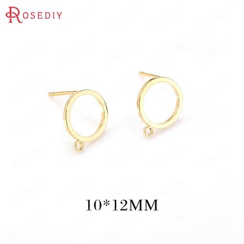 10 Pièces 10x12mm 24k Or Laiton Trou De Suspension Rond Cercle Boucles D'oreilles Broches Haute Qualité Bricolage Bijoux Résultats Accessoires
