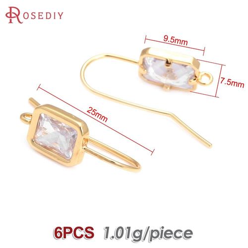 Boucles D'oreilles En Or 18 Carats En Laiton Pour Femme, Forme De Goutte, Rectangle Rond, C¿Ur, Nar, Crochets, Bijoux À Bricoler Soi-Même, Accessoires De Document