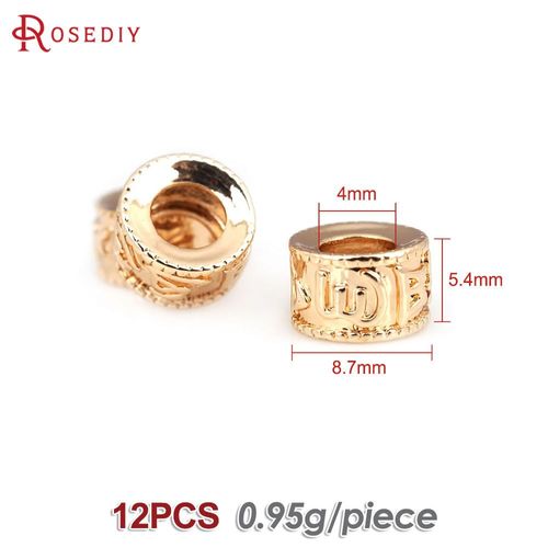 Bracelet En Laiton Doré 18 Carats Pour Femme, Motif Circulaire Rond, Perles À Grand Trou, Bijoux À Bricoler Soi-Même, Accessoires De Bracelet Exécutif