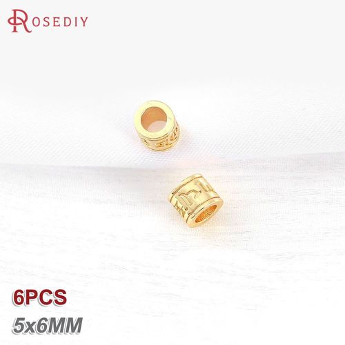 Bracelet En Laiton Doré 18 Carats Pour Femme, Motif Circulaire Rond, Perles À Grand Trou, Bijoux À Bricoler Soi-Même, Accessoires De Bracelet Exécutif