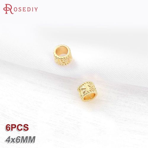 Bracelet En Laiton Doré 18 Carats Pour Femme, Motif Circulaire Rond, Perles À Grand Trou, Bijoux À Bricoler Soi-Même, Accessoires De Bracelet Exécutif