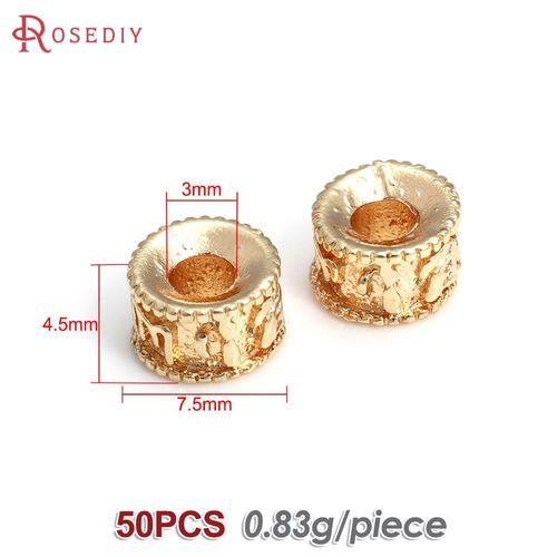 Bracelet En Laiton Doré 18 Carats Pour Femme, Motif Circulaire Rond, Perles À Grand Trou, Bijoux À Bricoler Soi-Même, Accessoires De Bracelet Exécutif