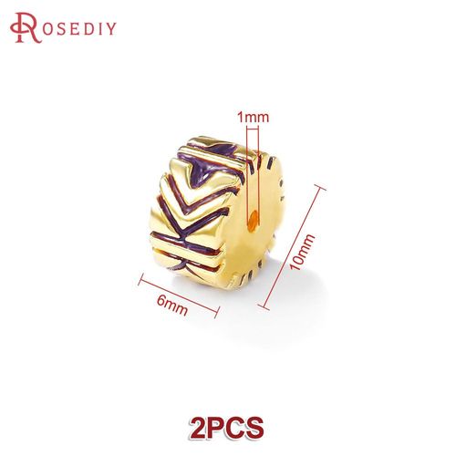 Bracelet En Laiton Doré 18 Carats Pour Femme, Motif Circulaire Rond, Perles À Grand Trou, Bijoux À Bricoler Soi-Même, Accessoires De Bracelet Exécutif