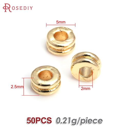 Bracelet En Laiton Doré 18 Carats Pour Femme, Motif Circulaire Rond, Perles À Grand Trou, Bijoux À Bricoler Soi-Même, Accessoires De Bracelet Exécutif