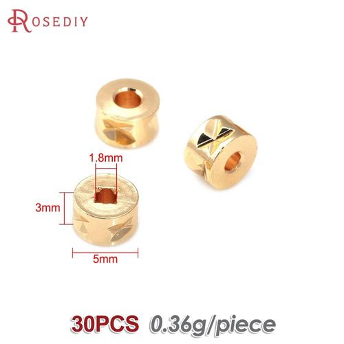 Bracelet En Laiton Doré 18 Carats Pour Femme, Motif Circulaire Rond, Perles À Grand Trou, Bijoux À Bricoler Soi-Même, Accessoires De Bracelet Exécutif