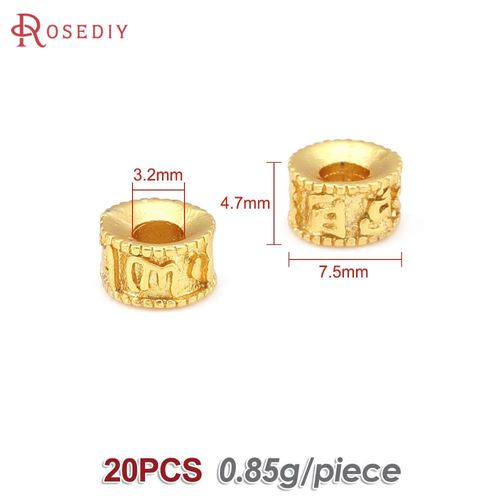 Bracelet En Laiton Doré 18 Carats Pour Femme, Motif Circulaire Rond, Perles À Grand Trou, Bijoux À Bricoler Soi-Même, Accessoires De Bracelet Exécutif