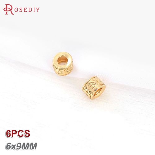 Bracelet En Laiton Doré 18 Carats Pour Femme, Motif Circulaire Rond, Perles À Grand Trou, Bijoux À Bricoler Soi-Même, Accessoires De Bracelet Exécutif
