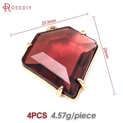 Breloques Polygonales En Laiton Et Verre Pour Documents En Or 18 Carats, Bijoux À Bricoler Soi-Même, Fournitures Exécutives, Collier, Boucles D'oreilles, Accessoires Pour Femmes, 4 Pièces