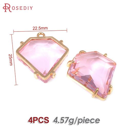 Breloques Polygonales En Laiton Et Verre Pour Documents En Or 18 Carats, Bijoux À Bricoler Soi-Même, Fournitures Exécutives, Collier, Boucles D'oreilles, Accessoires Pour Femmes, 4 Pièces