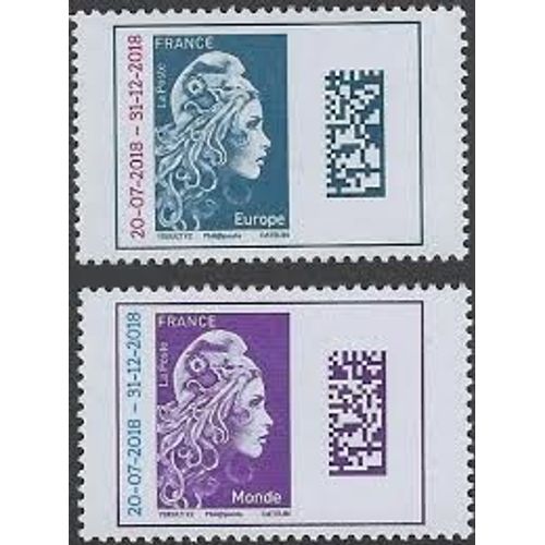 Type Marianne L'engagée Damatrix Avec Surcharge "30-7-2018" Et "31-12-2018" La Paire Année 2018 N° 5270 5271 Yvert Et Tellier Luxe Année 2018 N° 5270 5271 Yvert Et Tellier Luxe Europe Et Monde