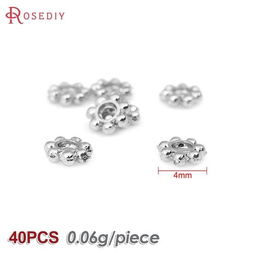 40 Pièces 4mm 5mm 6mm 7mm Haute Qualité Champagne 24k Couleur Or Plaqué Laiton Bracelets Fleur Entretoise Perles Diy Bijoux Accessoires