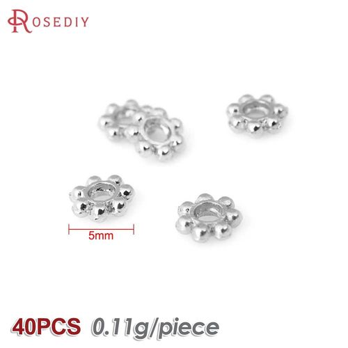 40 Pièces 4mm 5mm 6mm 7mm Haute Qualité Champagne 24k Couleur Or Plaqué Laiton Bracelets Fleur Entretoise Perles Diy Bijoux Accessoires