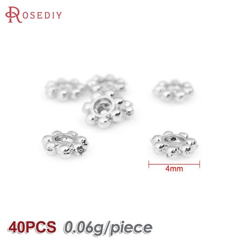 40 Pièces 4mm 5mm 6mm 7mm Haute Qualité Champagne 24k Couleur Or Plaqué Laiton Bracelets Fleur Entretoise Perles Diy Bijoux Accessoires