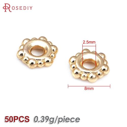 40 Pièces 4mm 5mm 6mm 7mm Haute Qualité Champagne 24k Couleur Or Plaqué Laiton Bracelets Fleur Entretoise Perles Diy Bijoux Accessoires