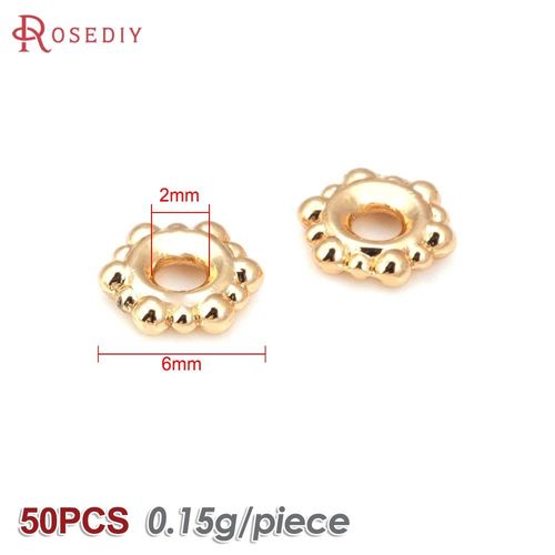40 Pièces 4mm 5mm 6mm 7mm Haute Qualité Champagne 24k Couleur Or Plaqué Laiton Bracelets Fleur Entretoise Perles Diy Bijoux Accessoires