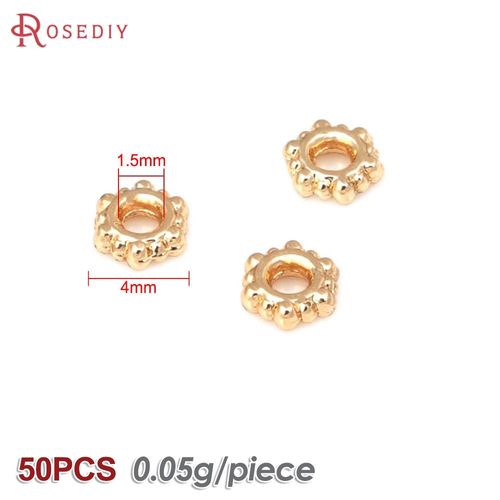 40 Pièces 4mm 5mm 6mm 7mm Haute Qualité Champagne 24k Couleur Or Plaqué Laiton Bracelets Fleur Entretoise Perles Diy Bijoux Accessoires