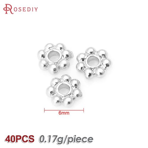 40 Pièces 4mm 5mm 6mm 7mm Haute Qualité Champagne 24k Couleur Or Plaqué Laiton Bracelets Fleur Entretoise Perles Diy Bijoux Accessoires