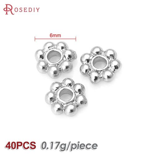 40 Pièces 4mm 5mm 6mm 7mm Haute Qualité Champagne 24k Couleur Or Plaqué Laiton Bracelets Fleur Entretoise Perles Diy Bijoux Accessoires
