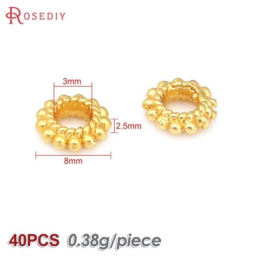 40 Pièces 4mm 5mm 6mm 7mm Haute Qualité Champagne 24k Couleur Or Plaqué Laiton Bracelets Fleur Entretoise Perles Diy Bijoux Accessoires