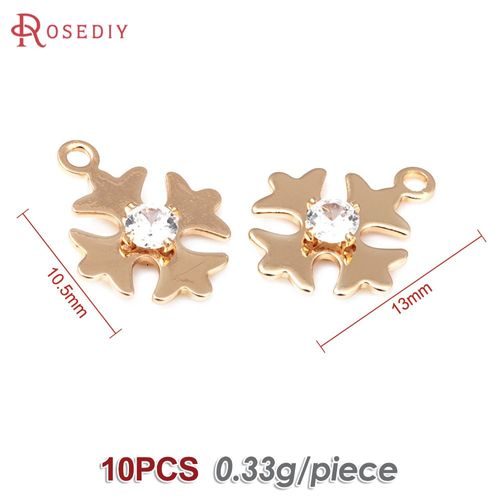 Boucles D'oreilles En Or 18 Carats Pour Femmes, Pendentifs En Laiton, Fleur, C¿Ur, Étoile, Couronne, Bijoux À Bricoler Soi-Même, Accessoires Exécutifs, Document, 10 Pièces