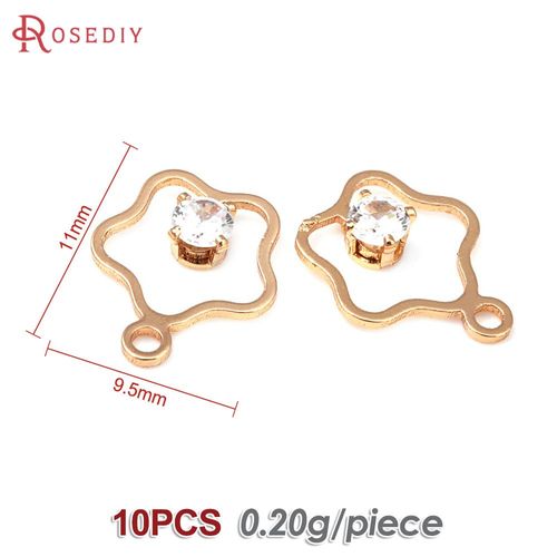 Boucles D'oreilles En Or 18 Carats Pour Femmes, Pendentifs En Laiton, Fleur, C¿Ur, Étoile, Couronne, Bijoux À Bricoler Soi-Même, Accessoires Exécutifs, Document, 10 Pièces