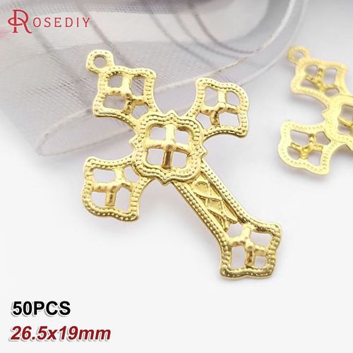 Pendentifs Croix En Laiton Couleur Or 24k, Bijoux, Colliers, Fournitures, Résultats, Boucles D'oreilles, Accessoires, Vente En Gros