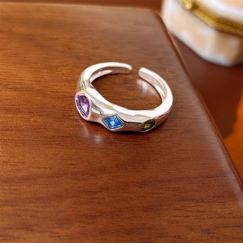 Bagues De Couple Ouvertes En Biscuits Violet Brillant Pour Femmes Et Hommes, Bague Réglable Étoile En Cristal Vintage, Bijoux D'amoureux, Mode, Y2k