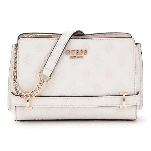 GUESS Sac à main crème pour femme - Zarela Mini Top Zip Crossbody XS Cream White Logo 306797