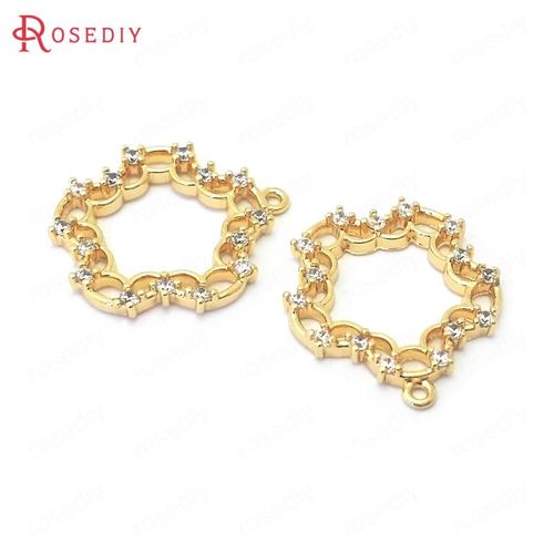 Pendentifs Carrés En Forme De C¿Ur, 6 Pièces, Couleur Or, En Laiton Et Zircon, Fleur, Fournitures Pour La Fabrication De Bijoux, Accessoires De Bricolage