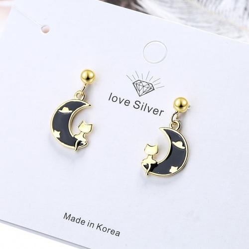 Boucles D'oreilles Coréennes En Forme De Lune Et D'étoile, Bijoux D'oreille De Chat, Goutte D'huile, Accessoires Mignons, Bonne Nuit, Fête D'anniversaire, Vacances, Cadeau