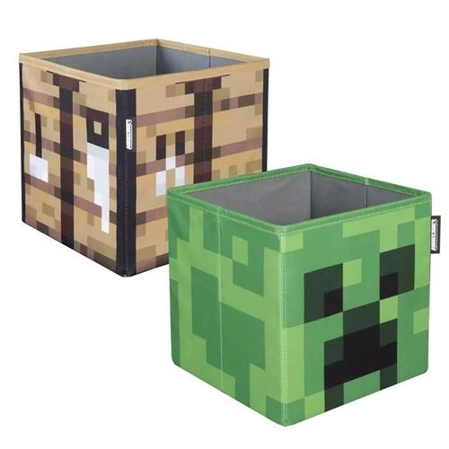 Lot De 2 Bacs De Rangement Pliables - Roba - Minecraft ¿ Creeper & Table De Craft ¿ Organisation Ludique Et Pratique